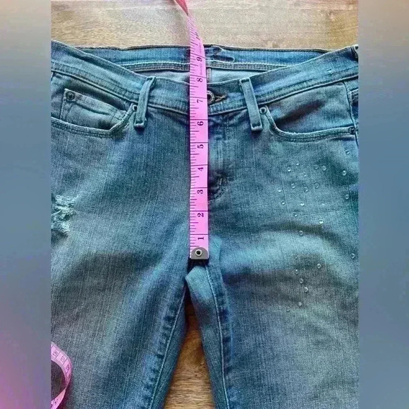 Hint Kick & Flare Jeans with Crystals & Paint Splatter | Size 7 - Picture 8 of 13